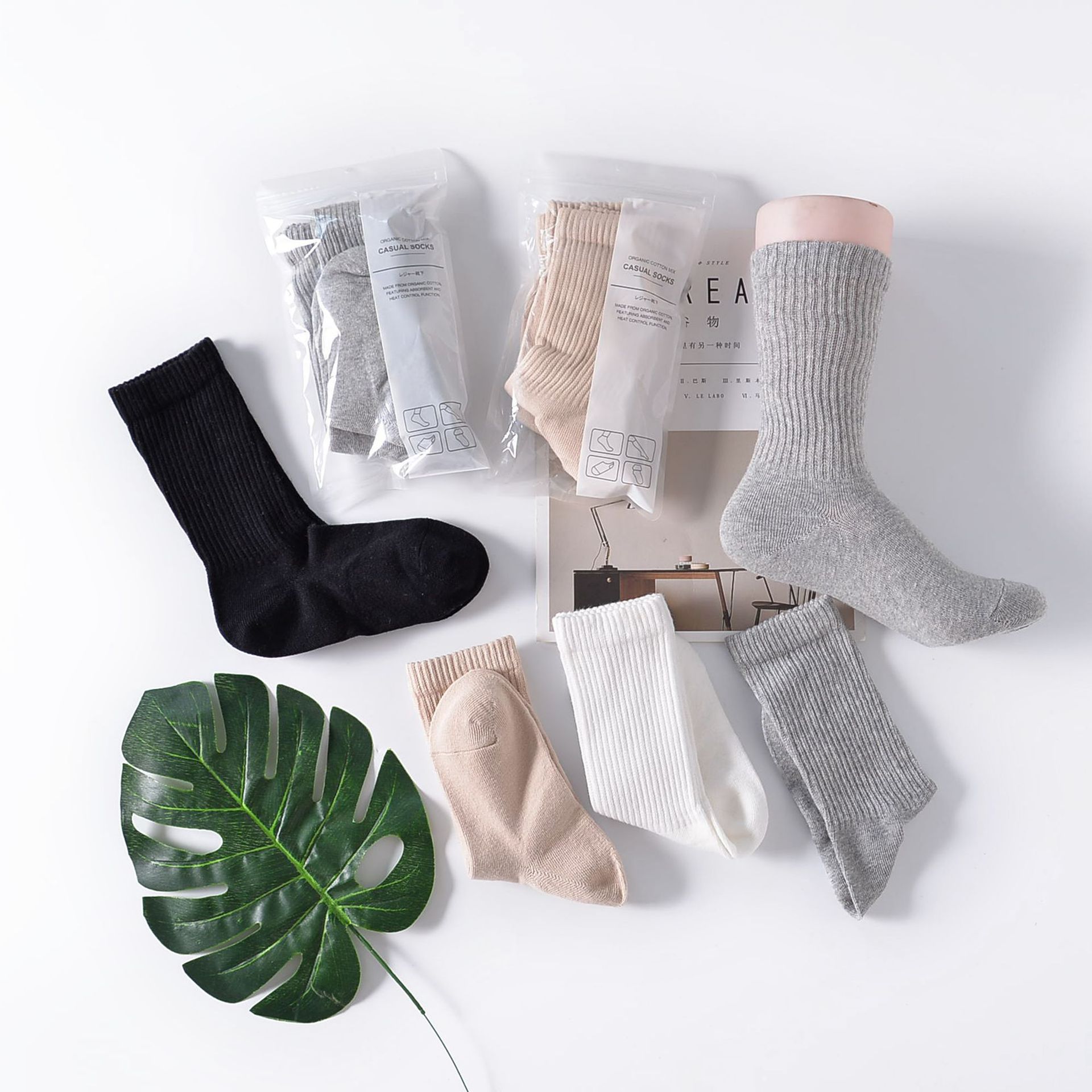 秋冬长袜女式袜子中筒日系堆堆袜少女运动棉袜微商潮牌一件代发货