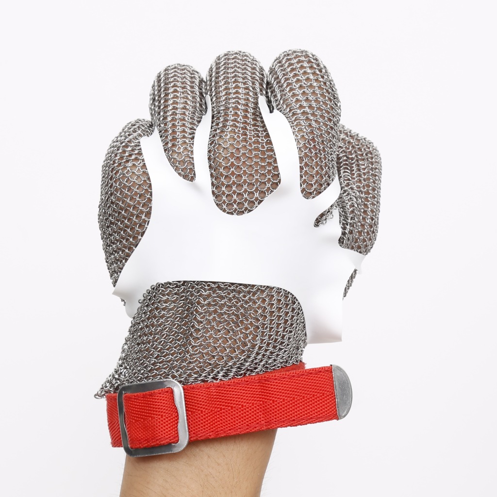 防脱落不锈钢钢环防切割手套紧固件食品用防割手套收紧件