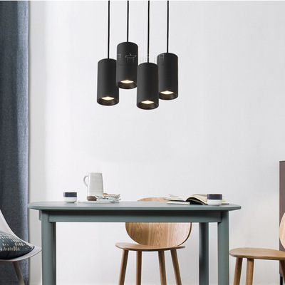 cob明装筒灯黑色餐厅吊灯前台吧台吸顶灯创意现代服装店led射灯