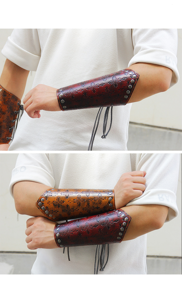 牛皮射箭护臂手链 弓剑护臂护腕护具 戏剧用品 十字架复古护臂