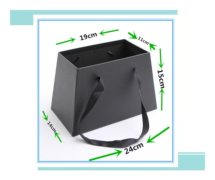 w9703手提梯形花桶鲜花盒 香皂花礼品礼物盒 纯色手捧硬纸礼品盒