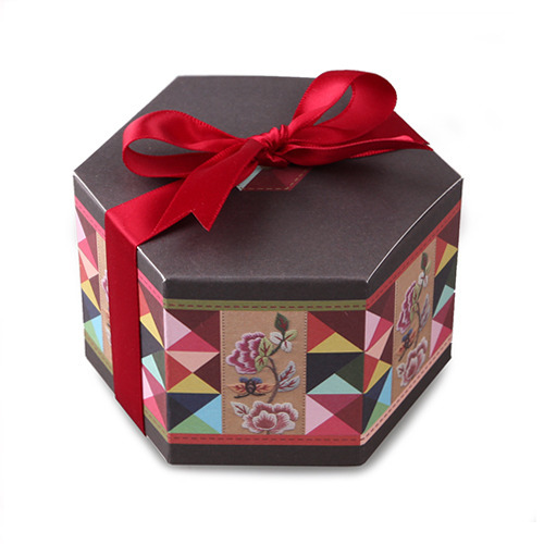 现货韩式复古六边形吉祥喜糖盒定做迷你高档中秋月饼包装盒可定做