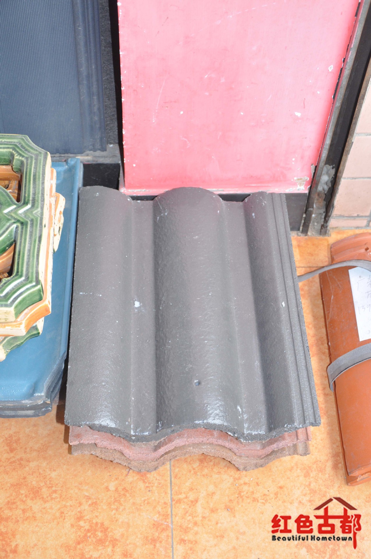 现代建筑风景区别墅木屋陶瓷瓦 30x40公分 桔红色欧式连锁瓦