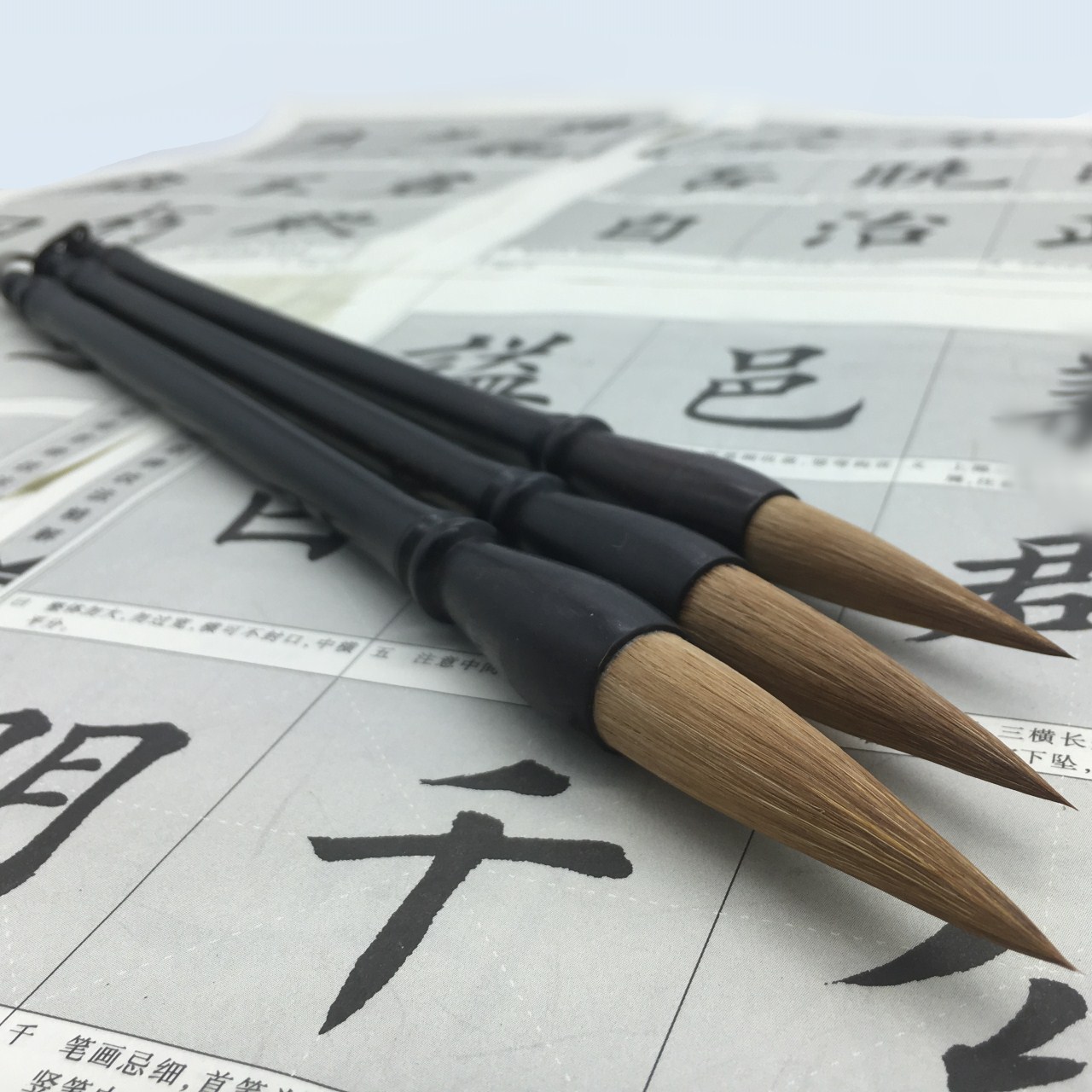 厂家销售 纯狼豪毛笔 黑檀笔杆礼品套装 书法国画毛笔批发