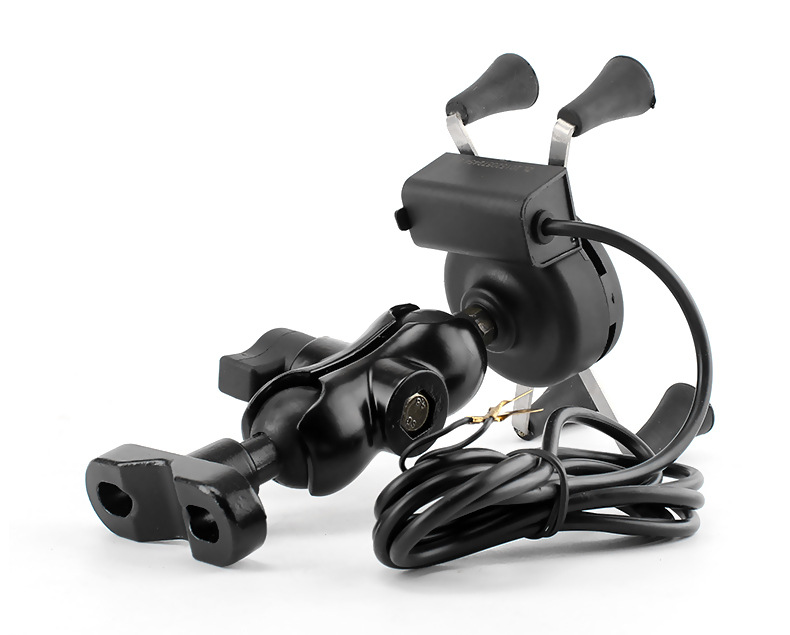 摩托车导航手机支架改装配件 三轮车电动车x型支架可充电通用款