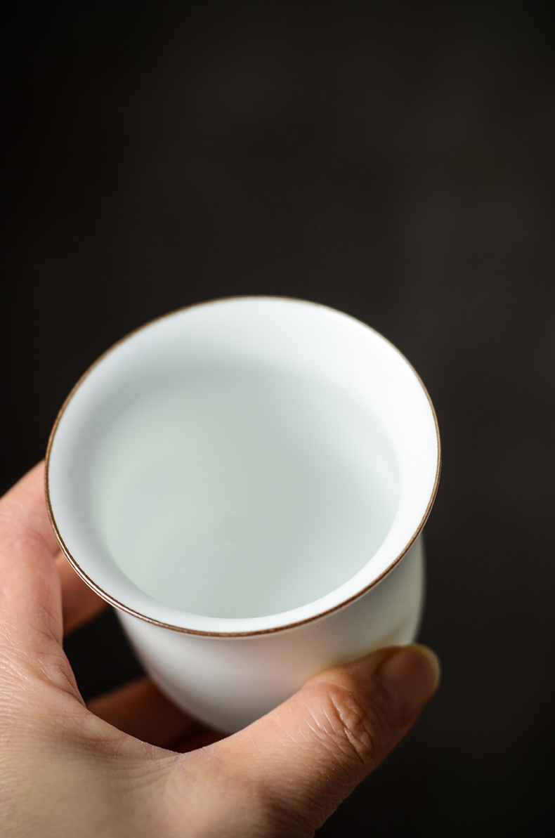 瓷神羊脂白玉瓷茶杯陶瓷原矿无釉大品茗杯单杯功夫茶具茶杯主人杯