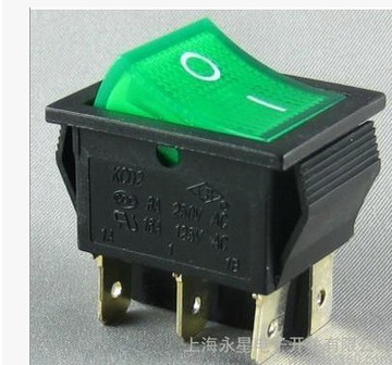 上开 上海永星船型开关kcd4 kcd2-22nc 16a 6脚带灯 绿色220v