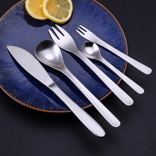 日式柳宗理餐具 304不锈钢INS拉丝黑金色304甜品刀叉勺茶点叉勺
