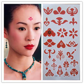 花钿眉心贴汉服古装防水额头贴纸女生儿童额饰花印眉心贴美人贴纸