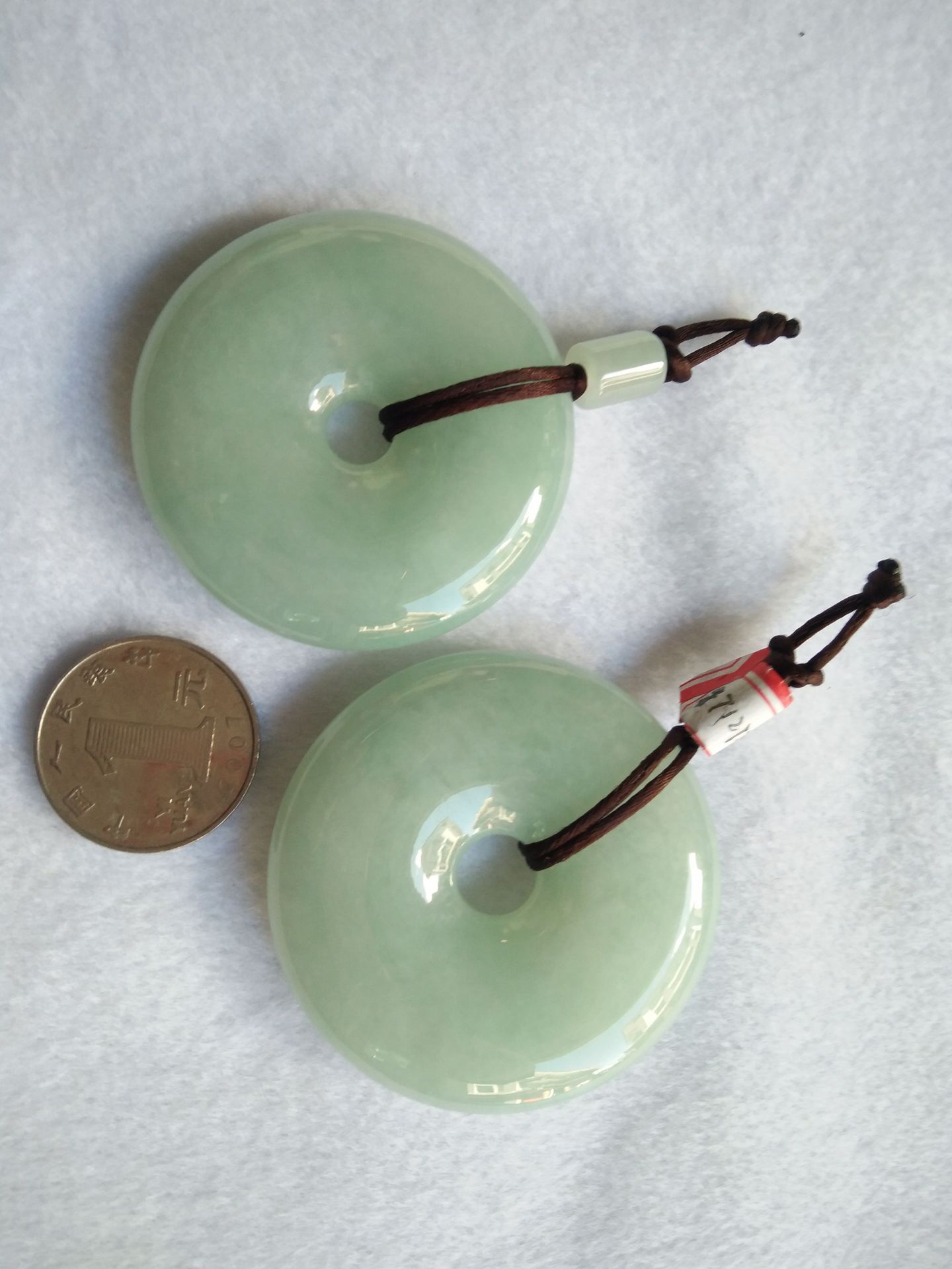 a货天然翡翠飘花翠色白底平安扣男女款怀古玉石吊坠合集