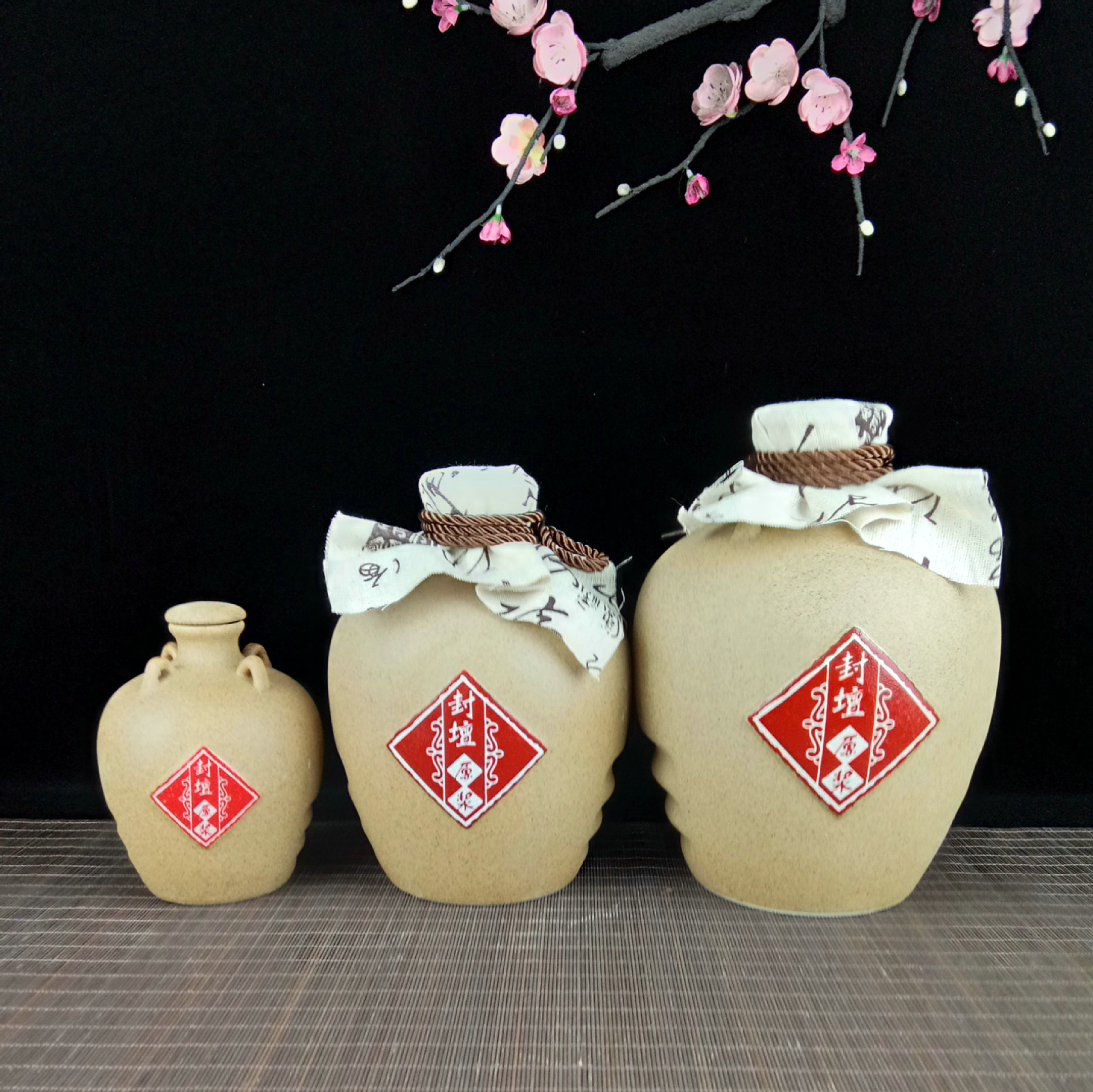 景德镇陶瓷酒瓶 四耳泥坛陶瓷酒缸 创意陶瓷工艺酒瓶定制批发