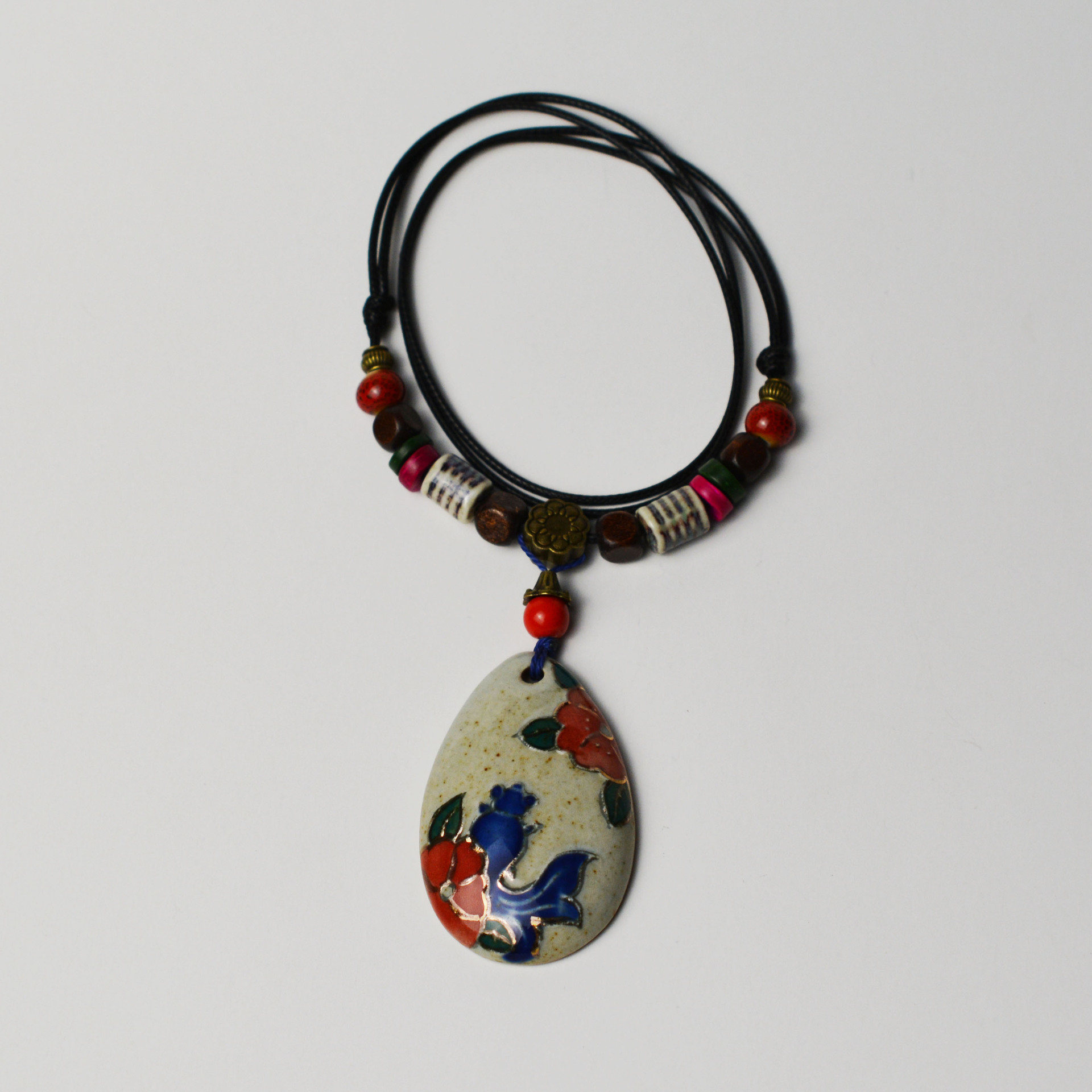 景德镇陶瓷项链女款民族风手工陶瓷毛衣链中国风饰品陶瓷项链批发