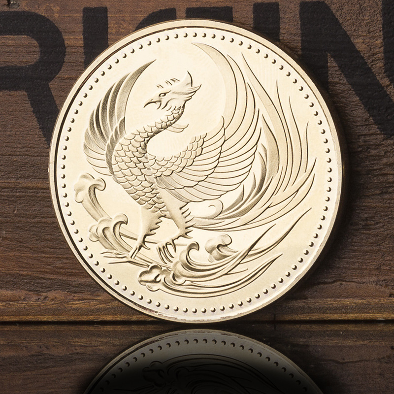 神话传说古瑞兽凤凰镀金纪念币 吉祥凤凰徽章图腾信仰纪念章批发
