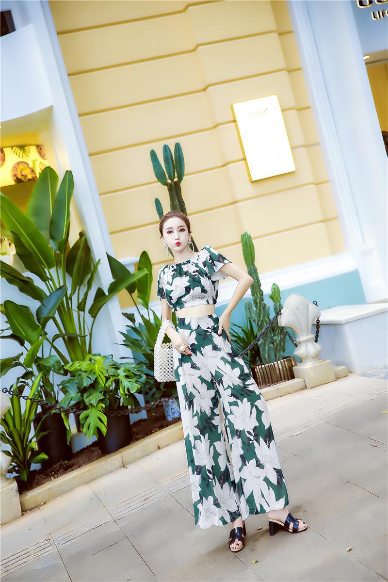 实拍2018时尚波西米亚海边度假套装女夏沙滩显瘦休闲两件套套装