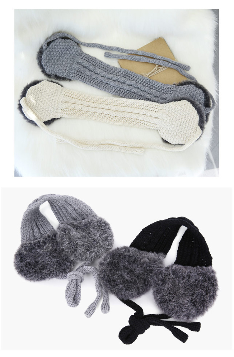 韩国ins复古系带毛线耳罩韩版秋冬可爱护耳情侣保暖毛绒针织耳暖