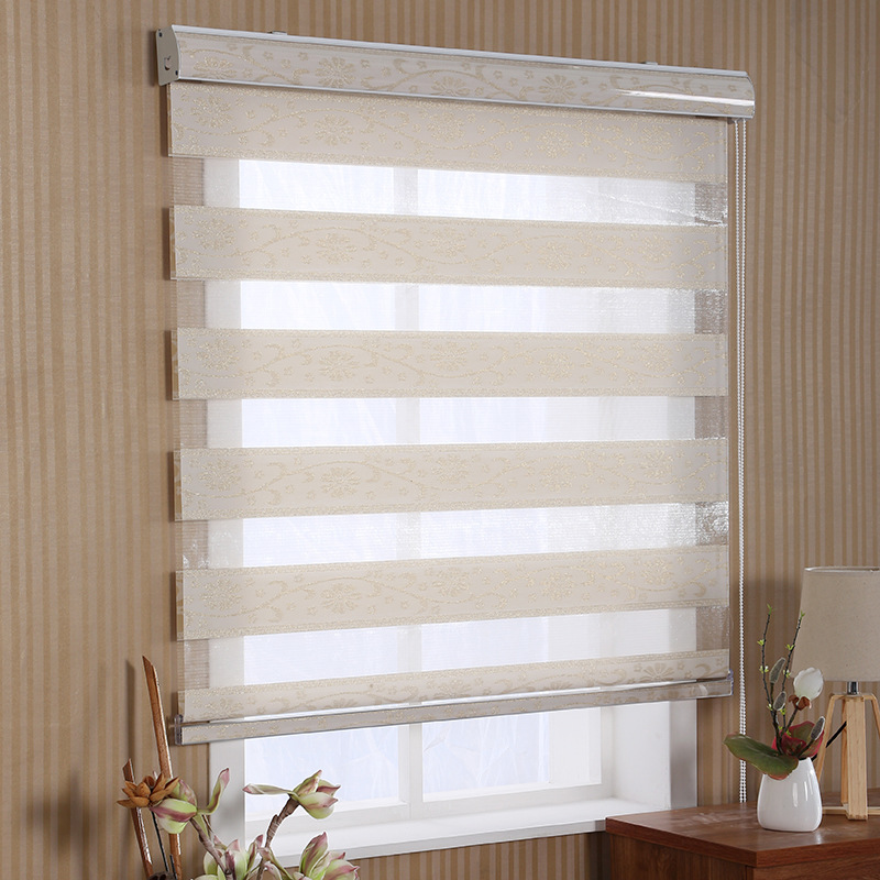 Korean-Style Soft Gauze Curtain Natural and Warm Home Office Double Roller Blind Shutter Louver Curtain Manufacturer Supply