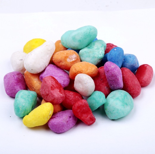 供应水磨石子染色小彩石五彩石七彩石造景透水路面天然白石子