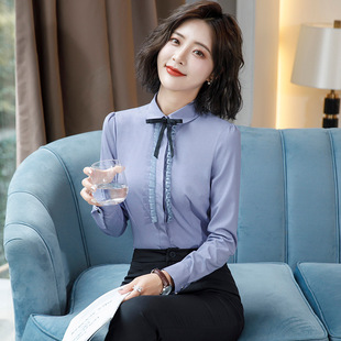 花边衬衫女职业装2018新款西装内搭打底衬衣面试正装大学生工作服