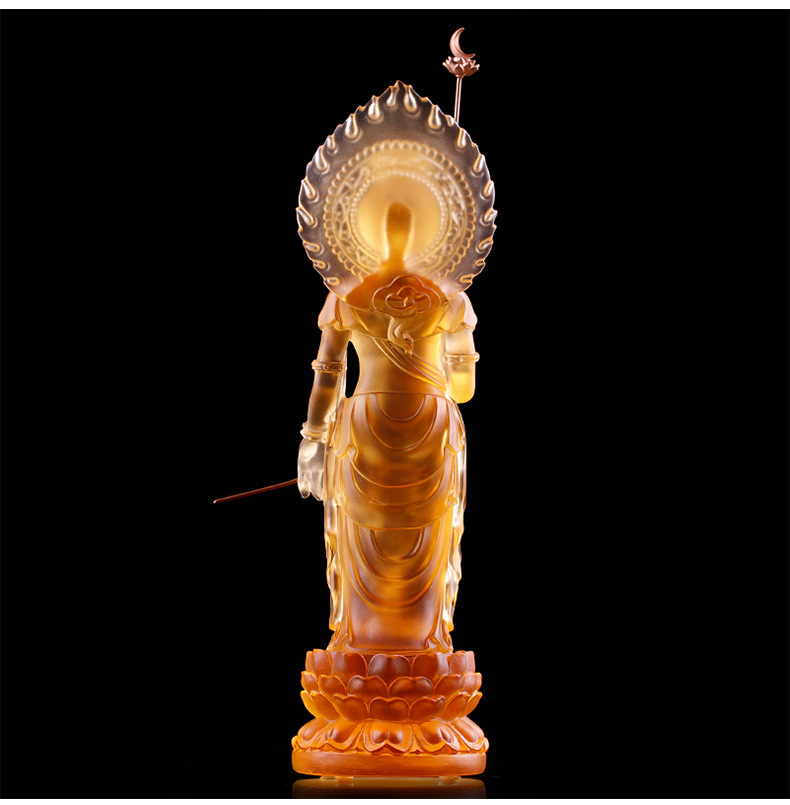 古法琉璃东方三圣日光月光菩萨32厘米高佛像寺庙佛堂家居供奉摆件