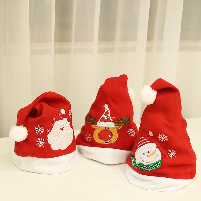 Christmas Decorations Christmas Gifts for the Elderly Adult Cap Machine Embroidery Snowflake Christmas Hat Foreign Trade Mingguan New Product