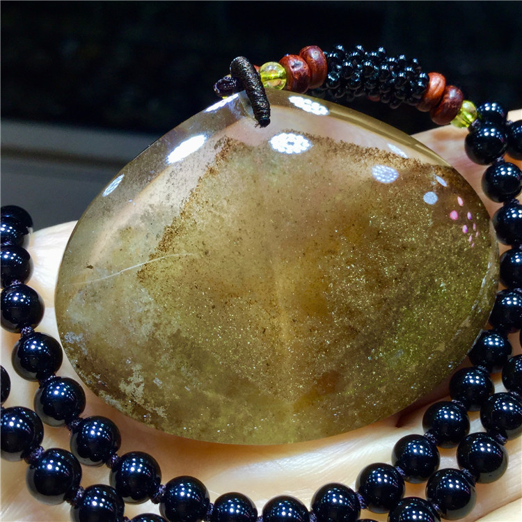 东海水晶 天然巴西金幽灵金沙聚宝盆千层山吊坠