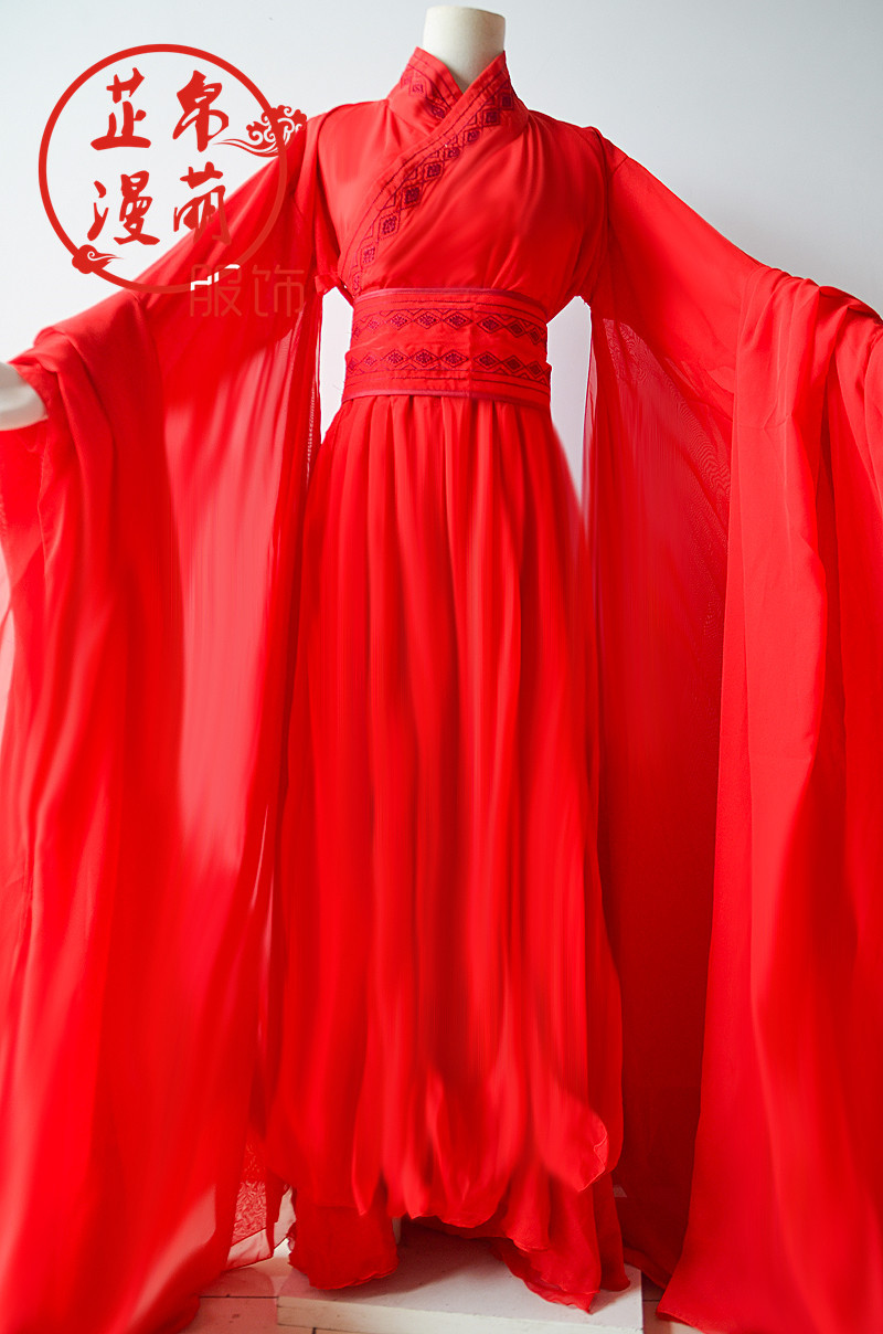 舒靖容 cosplay 古风 古装 cosply服装女 大红色 全红女古装 飘逸