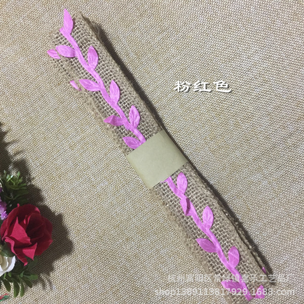 Manufacturers Supply Colorful Leaves Burlap Roll DIY Handmade Material Linen Ribbon Vintage Ornament Hemp Ribbon
