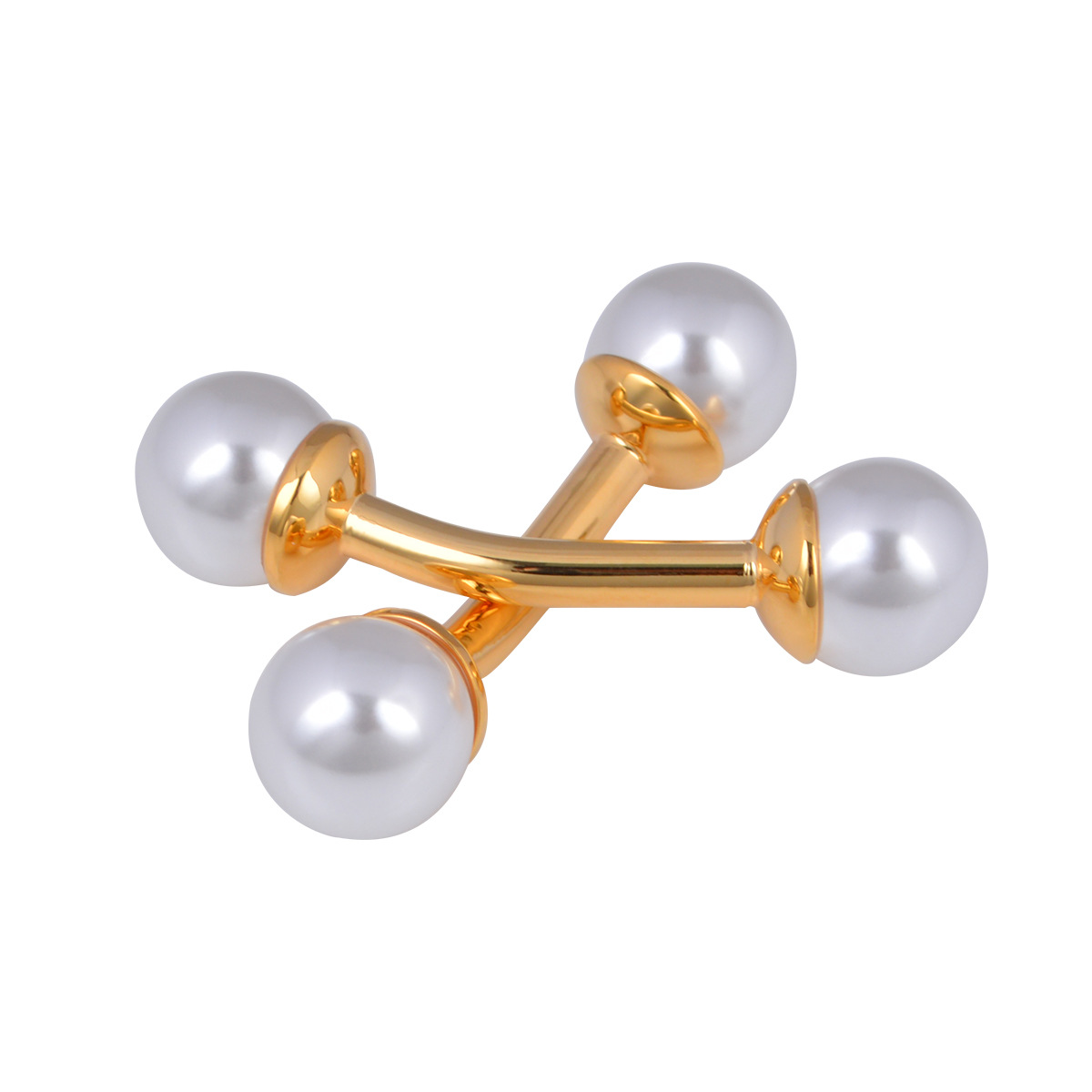 东莞袖扣现货 双头珍珠法式袖扣 衬衫西服一体珍珠法式毛衣袖扣