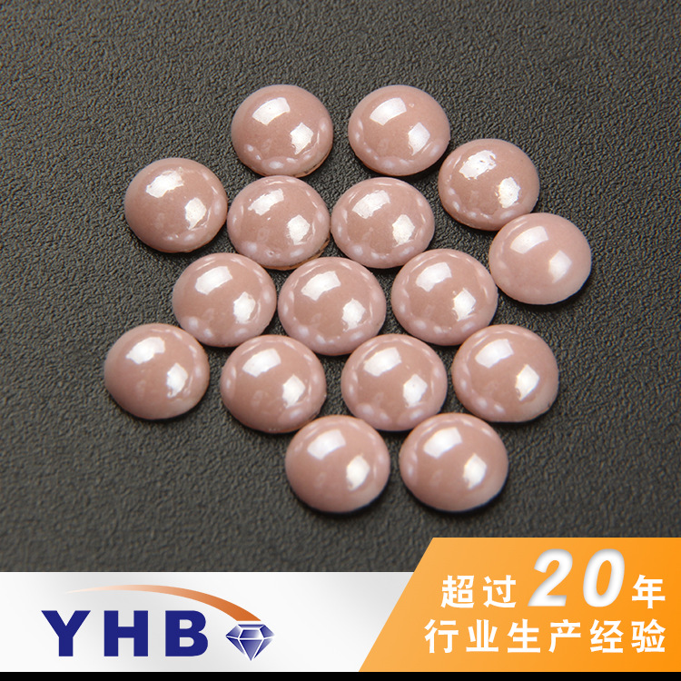 Factory Wholesale Glue Ceramic Drill Non-Fragile Pink Pearl Hot Drilling Semicircle 9mm Clothing Accessories Ceramic Hot Drilling