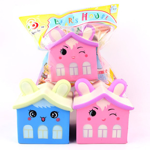 新款squishy小熊房子卡通 慢回弹挤压解压儿童玩具带香味 精包装