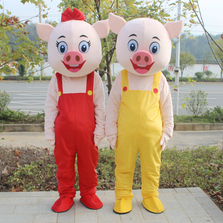 网红猪卡通人偶服装 定制行走小猪头套 开业新年表演服现货