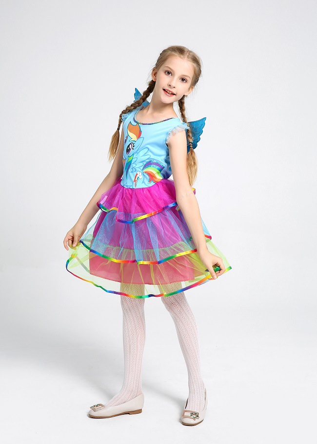 儿童演出服万圣节cosplay服装独角兽连衣裙子舞台表演彩虹公主裙