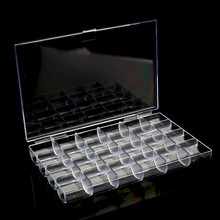 diy材料24格美甲钻盒 半透明塑料甲片盒饰品盒 方形美甲钻收纳盒