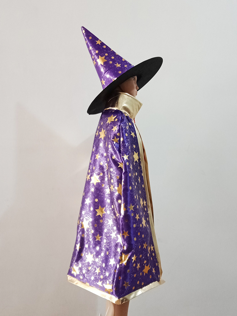 万圣节儿童服装披风斗篷帽cos小女巫婆服饰表演出服巫师魔法长袍