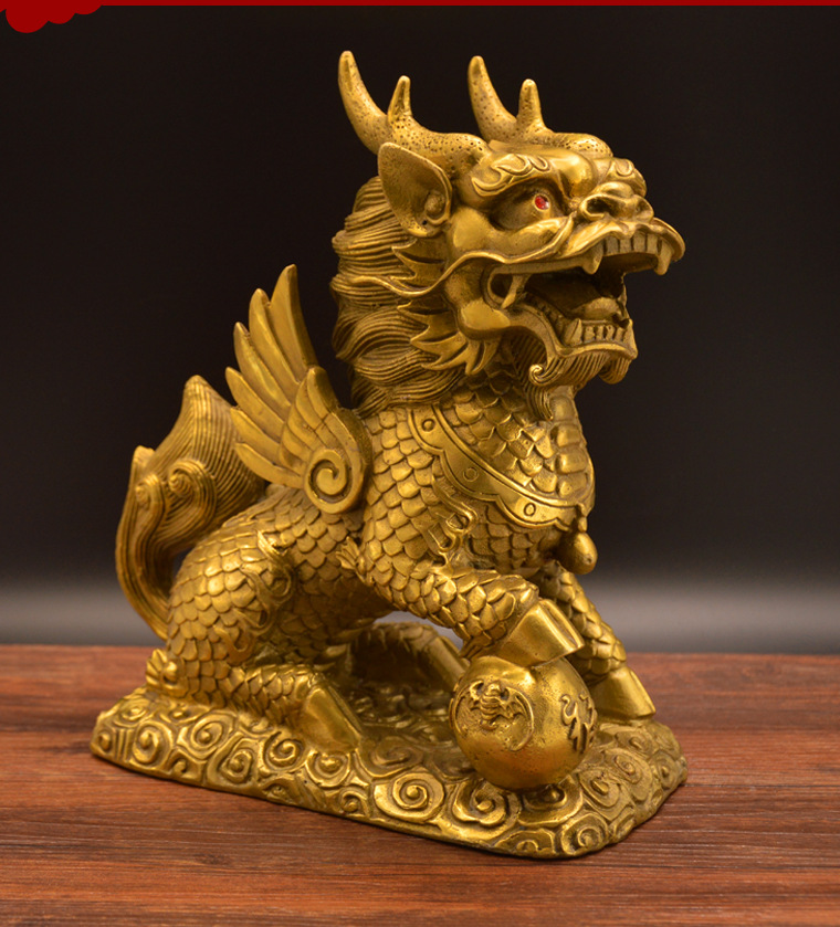 财富麒麟铜麒麟才富麒麟威武麒麟摆件吉祥家居店铺开业礼品摆件
