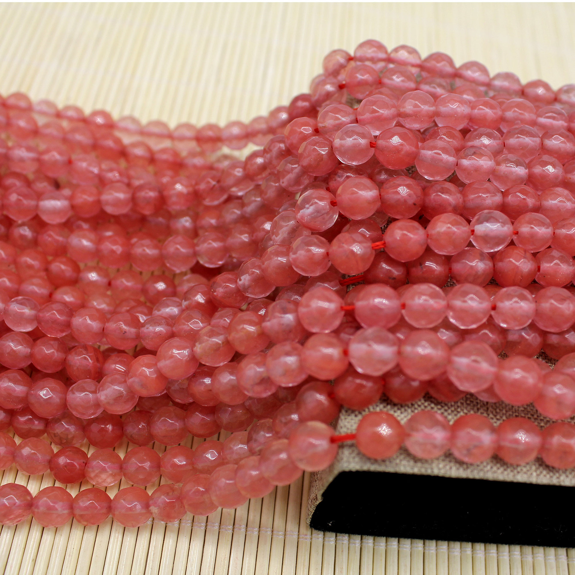 天然水晶西瓜红水晶切面