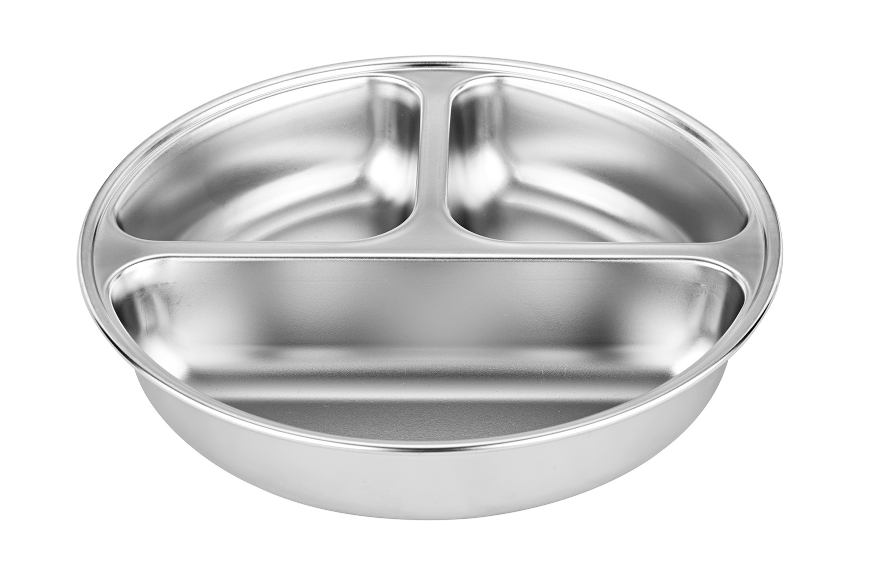 304不锈钢加深分格带盖圆形餐盒学生成人饭盒学校食堂专用快餐盘