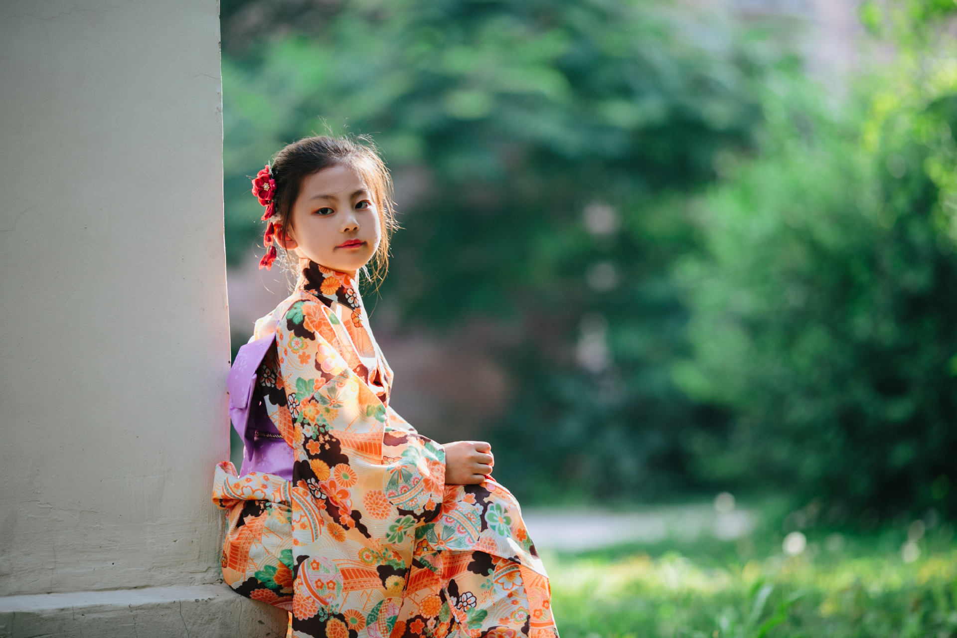 儿童和服浴衣日本和服正装振袖免熨烫儿童表演和服套装