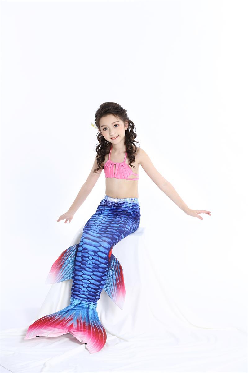 美人鱼泳衣 欧美外贸儿童游泳衣美人鱼服装cos服比基尼三件套装