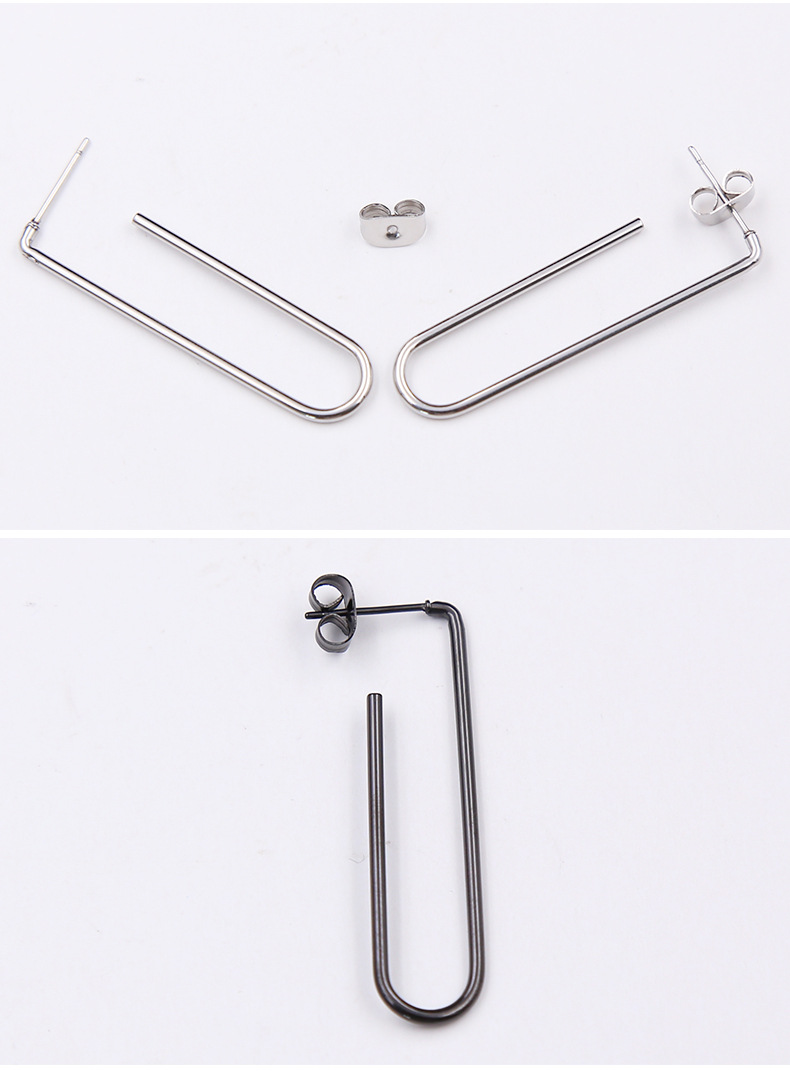 韩版潮流个性长款u型回形针耳钉钛钢不锈钢细针耳环饰品厂家直销