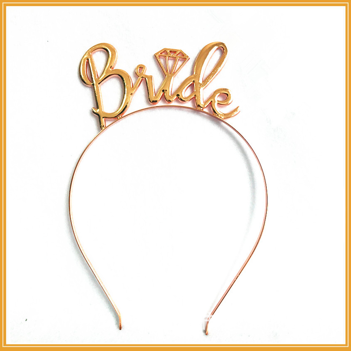 定制金属字母发箍 单身派对bride玫瑰金发箍 结婚头饰 镀金发箍