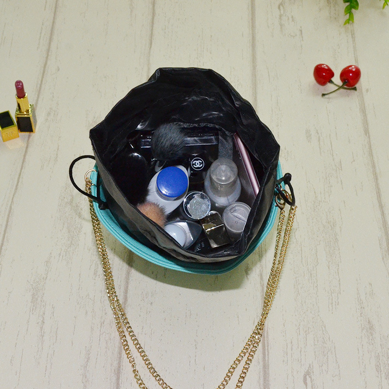 链条抽绳懒人化妆包 女士韩国水桶束口化妆袋 大容量化妆品收纳包