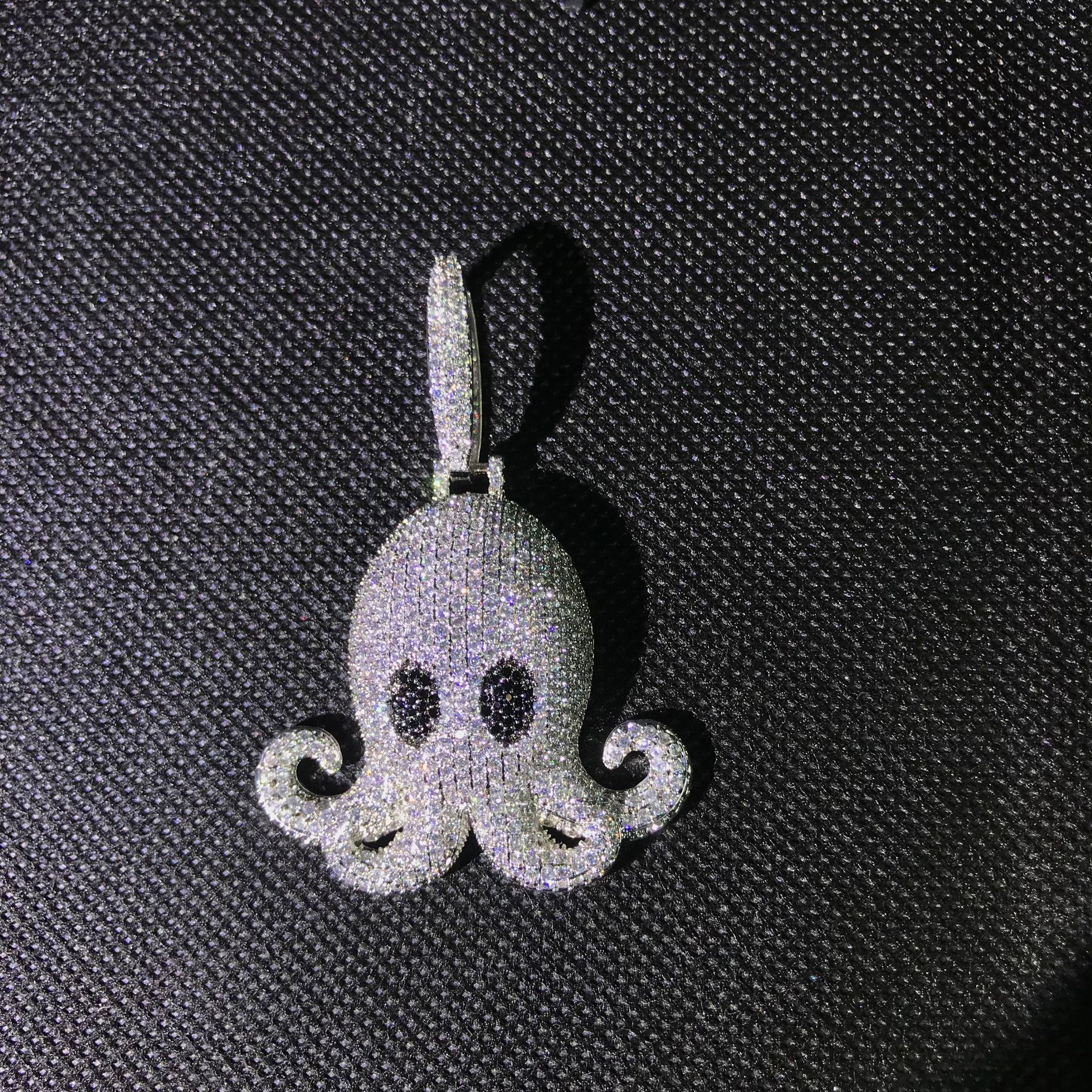 艾米丝新品嘻哈男士章鱼吊坠项链满钻闪亮微镶欧美亚马逊ins爆款