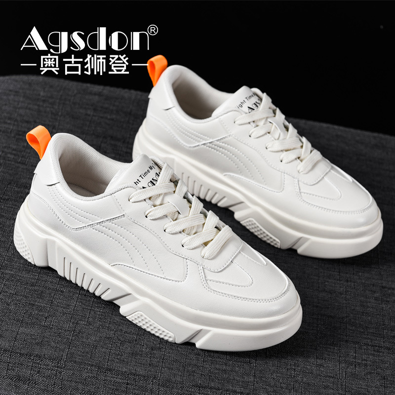 奥古狮登春秋新款小白鞋女厚底休闲运动板鞋网面透气运动鞋