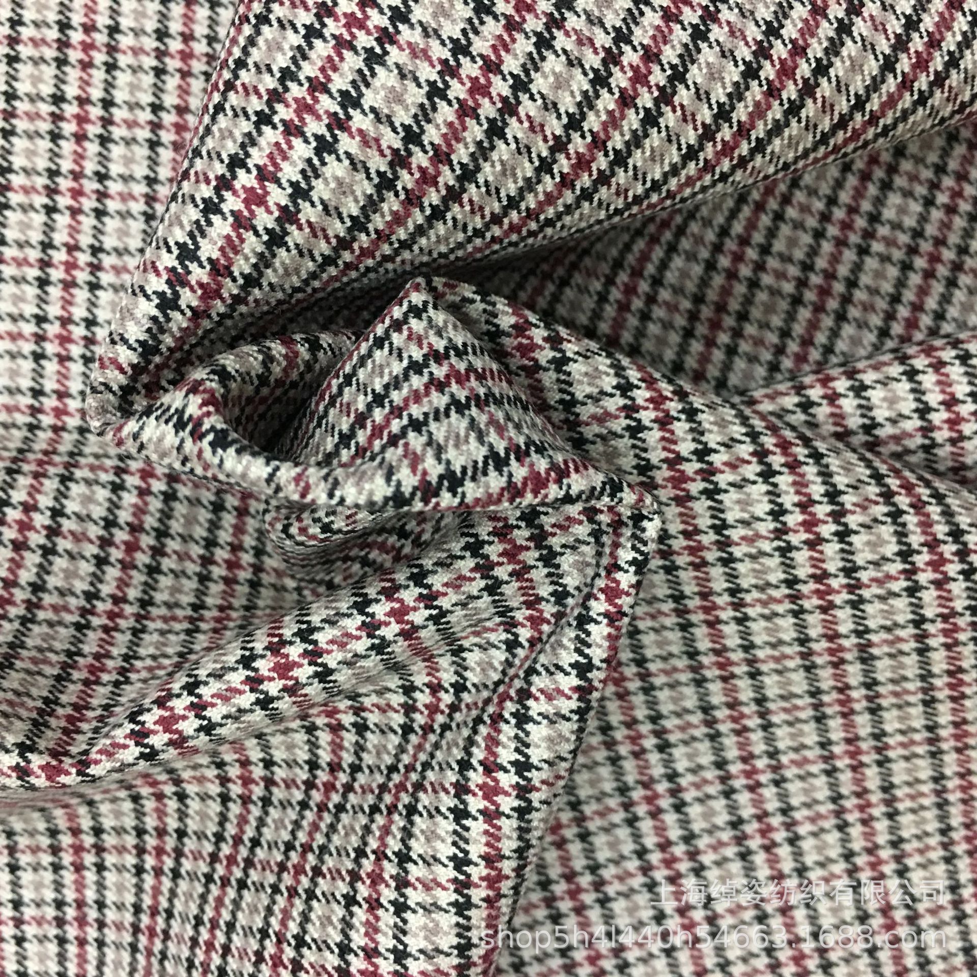 厂家直销西装外套小格子面料梭织色织布服装面料细格子