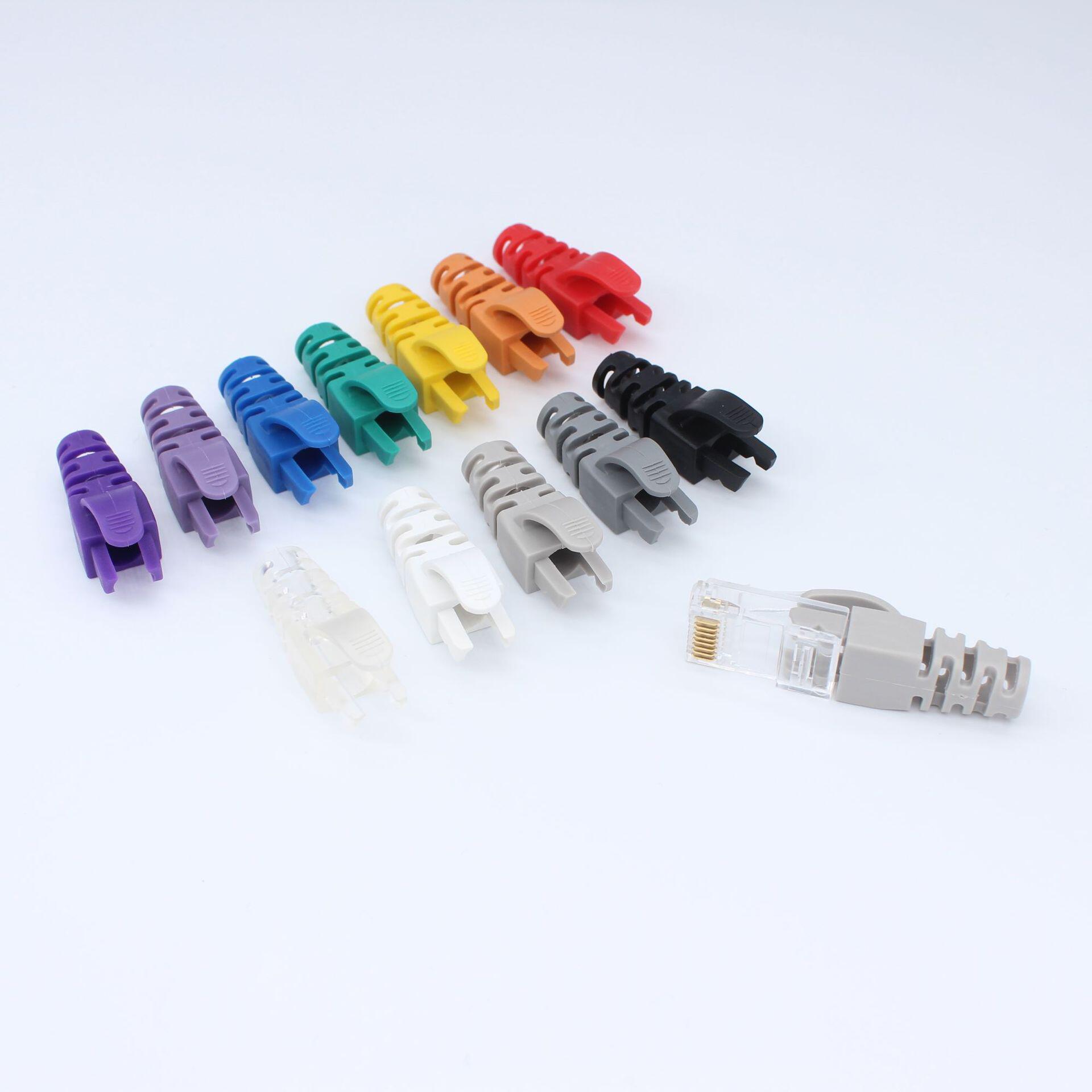 水晶头新款套管彩色 rj45护套 网络线水晶头爪子护套