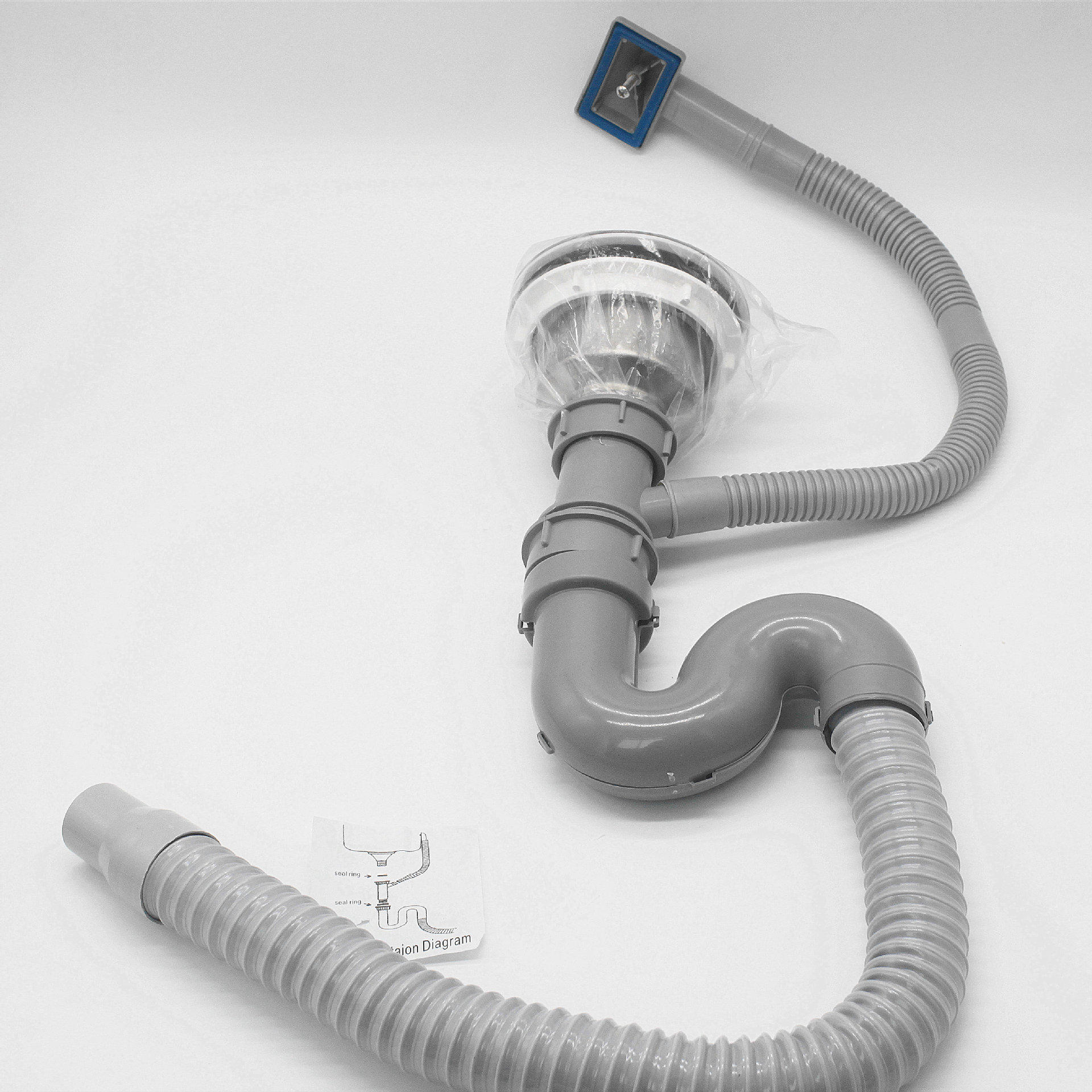 厨房洗菜盆下水器带溢水防臭防堵不锈钢水槽下水洗菜盆单s弯下水