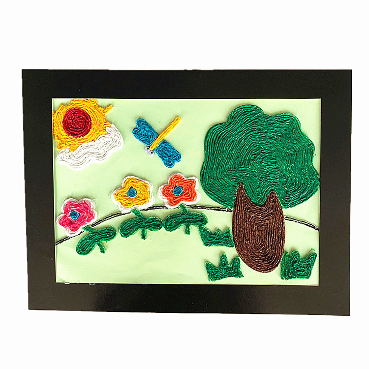 双股纸绳粘贴画儿童diy手工制作创意材料幼儿园美劳区域吊饰纸绳