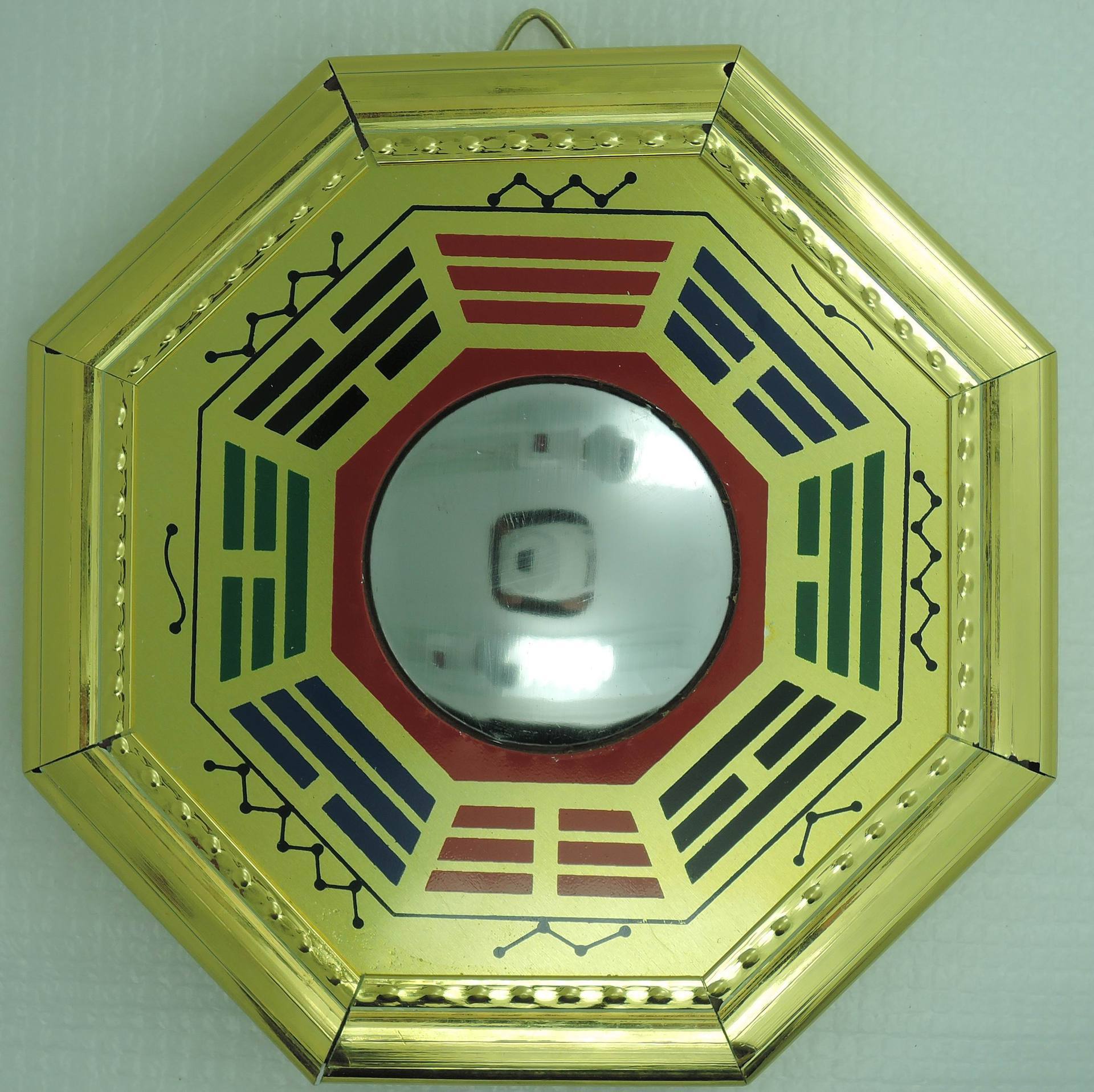 厂家批发鑫玉堂 中号彩色乾坤凸凹八卦镜 宗教法器销售木八卦