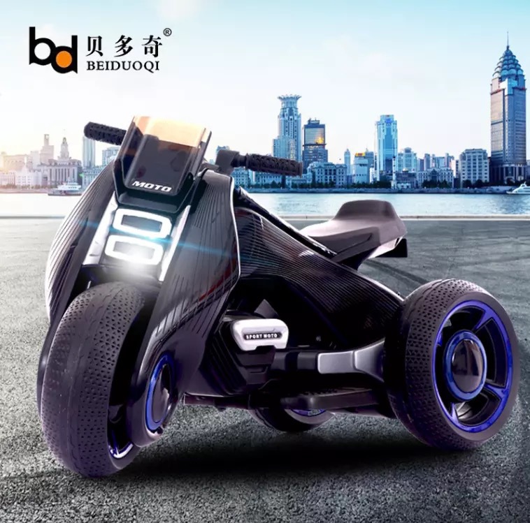 贝多奇新款飓风儿童二轮三轮电动摩托车可坐可骑16岁宝宝玩具车